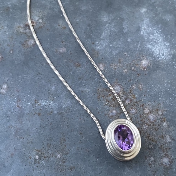Jewelry - Amethyst and 925 Sterling Silver 25" Necklace